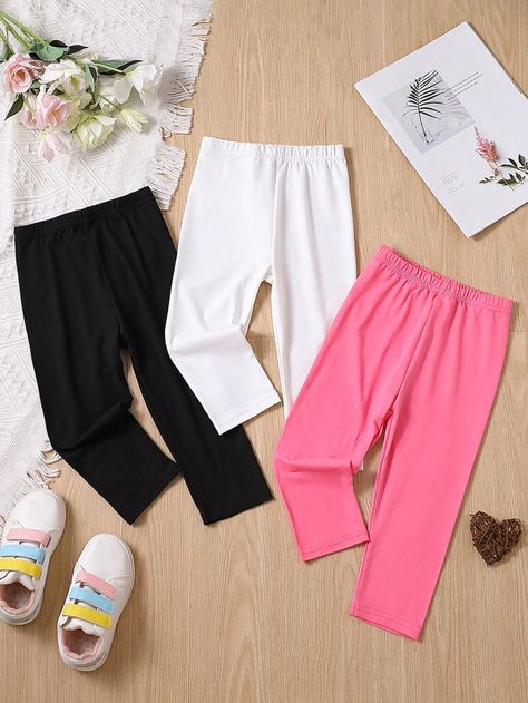 Multicolor  Collar  Fabric Plain Regular Embellished Medium Stretch  Young Girls Clothing Toddler Girl Leggings, Cake Shops, Toddler Girls Leggings, Elastic Waist Leggings, Band Outfits, Girl Leggings, Boot Cut Leggings, Leggings Kids