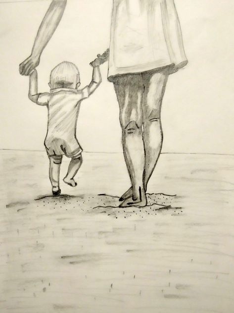 Mom Drawing, Pencil Sketches, Black Art Pictures, Single Mothers, Pencil Sketch, Mother And Child, Pencil Art, Black Art, First Step