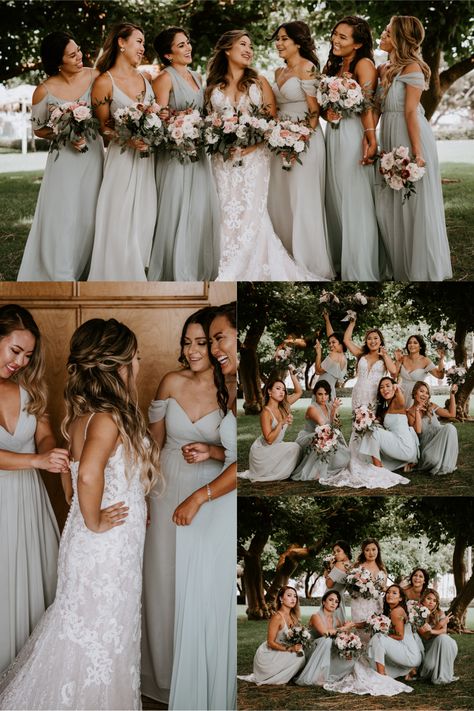 Bridesmaids Color Palette, Bridesmaid Photoshoot Ideas, Photoshoot Bridesmaids, Wedding Group Poses, Bridesmaids Shoot, Bridesmaids Poses, Bridesmaids Photoshoot, Wedding Contemporary, Green Bridesmaids Dresses