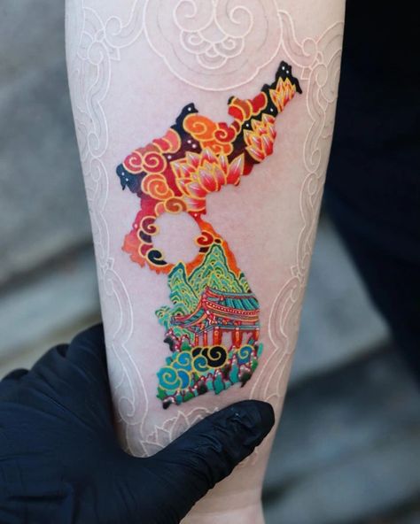 Korea Tattoo, Temple Tattoo, Korean Tattoo Artist, Food Tattoos, Korean Tattoos, Japanese Drawings, Gothic Tattoo, Different Tattoos, 3d Tattoo