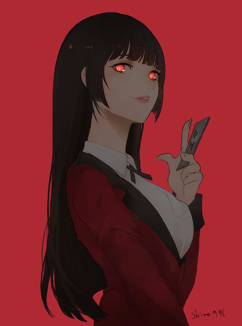 Yumeko Jabami Red Eyes, An Anime, Anime Character, Black Hair, Red, Hair, Anime, Black