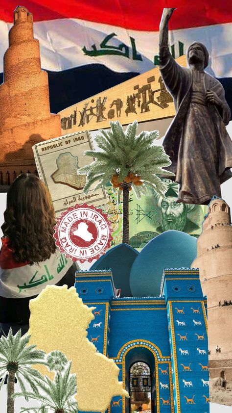 iraq edit/collage/wallpaper Middle East Wallpaper, Iraq Wallpapers, Iraq Aesthetic, Edit Collage, Collage Wallpaper, Beautiful Collage, Love Smile Quotes, History Teachers, National Day