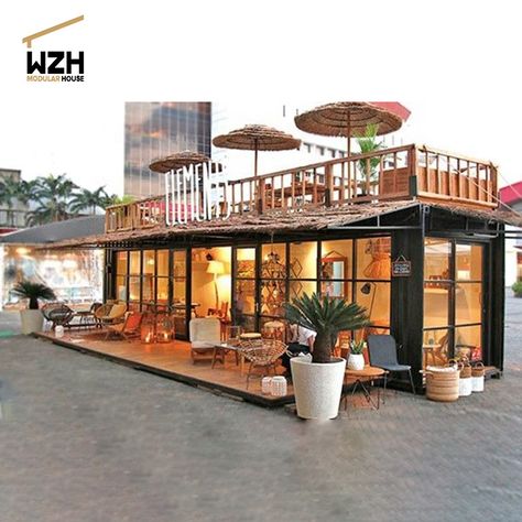 Shipping Container Restaurant, Shipping Container Cafe, Container Coffee Shop, Container Home Designs, Modern Coffee Shop, Container Restaurant, Container Cafe, 40ft Container, Outdoor Restaurant Design