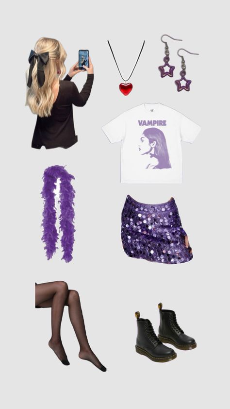 guts tour outfit inspo!! Outfit Inspo Shuffles, Consert Outfits, Cute Concert Outfits, Concert Hairstyles, Outfit Inso, Taylor Swift Tour Outfits, Tour Outfits, Purple Outfits, Concert Looks