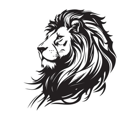 Long Hair Boys, Lion Head Drawing, Silhouette Lion, Black And White Lion, Lion Vector, Lion Illustration, Lion Drawing, Lion Logo, White Lion