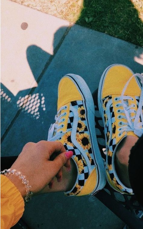 Yellow, checkered, sunflower Vans Vans Sneakers Outfit, Sunflower Vans, Sneakers Wallpaper, Yellow Vans, Shoes Illustration, Shoes Drawing, Vans Sneakers, Sneakers Outfit, Trendy Shoes