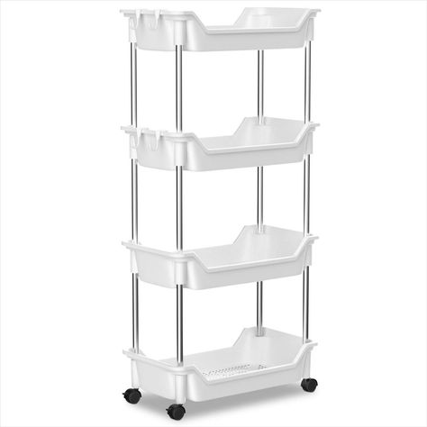 Virtotron 2nd Generation Storage Cart 4-Tier, Bathroom Organization Slide Out Cart, Laundry Organizer and Storage Utility Cart, Snack Cart with Wheels Laundry Shelf, Laundry Organizer, Storage Utility, Laundry Shelves, Snack Cart, Bathroom Store, Rolling Utility Cart, Mobile Shelving, Cart With Wheels