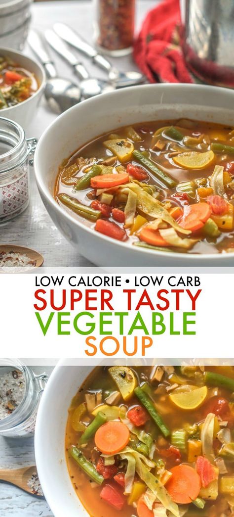 Low Calorie Vegetable Soup, Soup Recipes Healthy Low Calories, Low Carb Vegetable Soup, Low Calorie Low Carb, Low Calorie Vegetables, Low Calorie Soup, Vegetable Soup Healthy, Quick And Easy Soup, Low Carb Vegetables