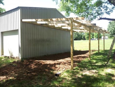 Attaching a lean-to to my shop - Page 2 - Pirate4x4.Com : 4x4 and Off-Road Forum Lean To Carport, Lean To Roof, Lean To Shed Plans, Lean To Shed, Lean To, Metal Carports, Carport Designs, Metal Siding, Barn Plans