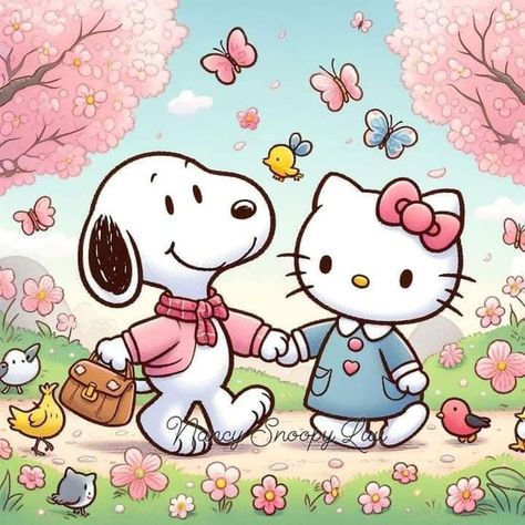 Hello Kitty And Snoopy, Hyper Feminity, Real Tiktok, Snoopy Easter, Fake Pics, Hello Kitty Imagenes, Walpaper Hello Kitty, Iphone Wallpaper Stills, Hello Kitty Images