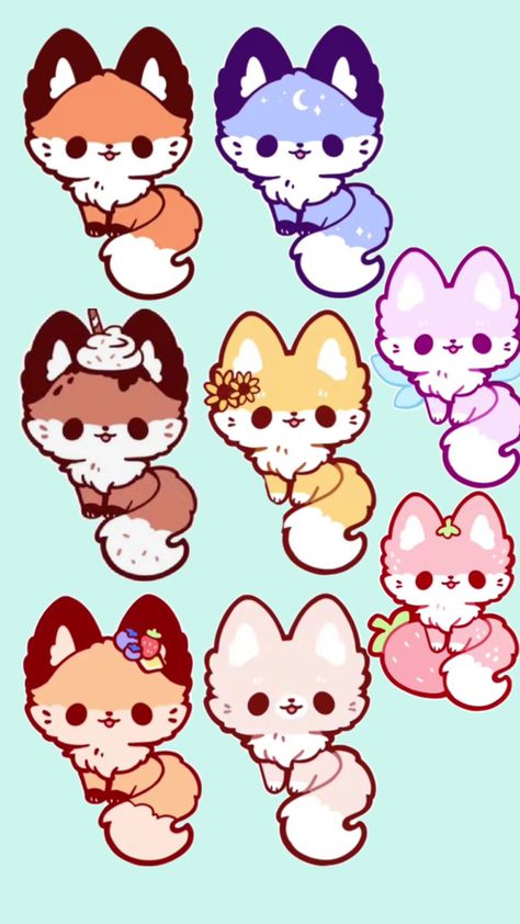 Fox Drawing Easy, Cute Fox Drawing, Mc Wallpaper, Cartoon Drawings Of Animals, Cute Kawaii Animals, 강아지 그림, Doodle Images, Cute Animal Drawings Kawaii, Easy Drawings Sketches