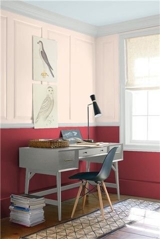 Ceiling Constellation, Color Combinations Paint, Head Over Heels, Benjamin Moore, Paint Color, Color Combination, Pomegranate, Corner Desk, Color Combinations