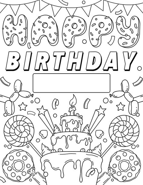 Color our free happy birthday coloring page that's also a free printable birthday sign. Get this free birthday sign to print, then hang or use for a birthday parade! Name Coloring Pages, Happy Birthday Coloring Pages, Crayola Coloring Pages, Happy Birthday Printable, Birthday Coloring Pages, Happy Birthday Signs, Birthday Banners, Birthday Card Printable, Birthday Printables