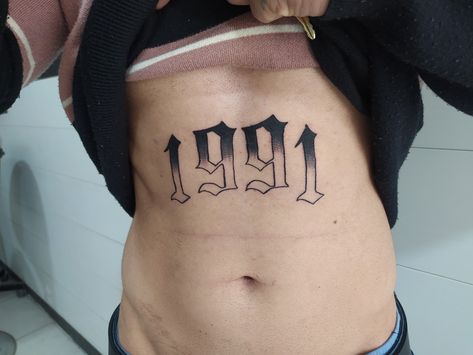 1998 Tattoo Stomach, Stomach Tattoos Numbers, Number Tattoo On Stomach, 1997 Stomach Tattoo, 2002 Stomach Tattoo, 1991 Tattoo Number, Year Stomach Tattoo, Birth Year Tattoo Men, 2006 Tattoo Ideas