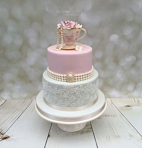 Tea Party Wedding Cake, Once Upon A Time Birthday Cake, Tea Party Birthday Cake, Tea Party Cakes, Two Tier Birthday Cake, Teacup Cake, Baby Shower Cake Ideas, Tier Birthday Cake, Piano Cakes