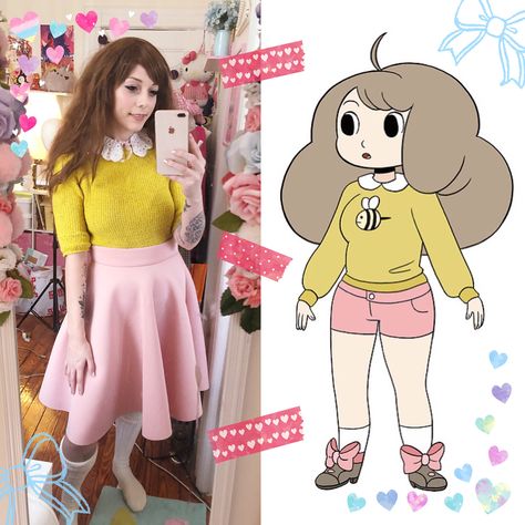 This #beeandpuppycat closet cosplay I threw together last month for the Squishables pop-up shop was fun and cute!! I think I’m gonna work on more Bee outfits this year since it’s one of my favorite series 💗 ♡ ♡ ♡ ♡ #cartoonhangover #beeandpuppycatcosplay #closetcosplay #magicalgirl #cosplayvscharacter Bee Outfits Bee And Puppycat, Bee And Puppycat Outfit Ideas, Bee And Puppycat Bee Outfits, Bee And Puppycat Cosplay, Eve Costume, Closet Cosplay, Cat Cosplay, Manga Clothes, Costume Inspo