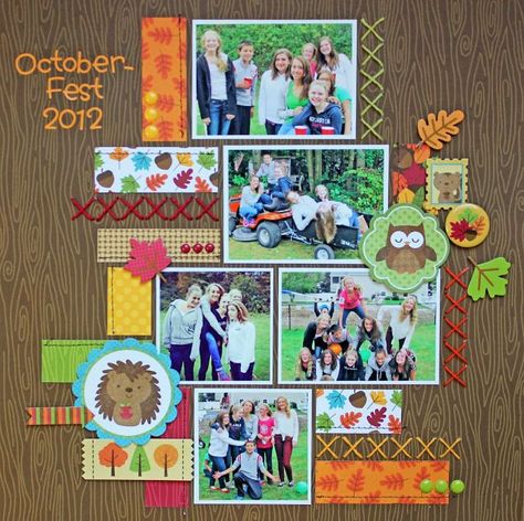 Octoberfest 2012 scrapbook layout by Kathy Skou for Doodlebug Design Fall Scrapbook Layouts, Picture Layouts, Halloween Scrapbook, Scrapbook Layout Sketches, Fall Scrapbook, Family Scrapbook, Doodlebug Design, Scrapbook Templates, Photo Layouts