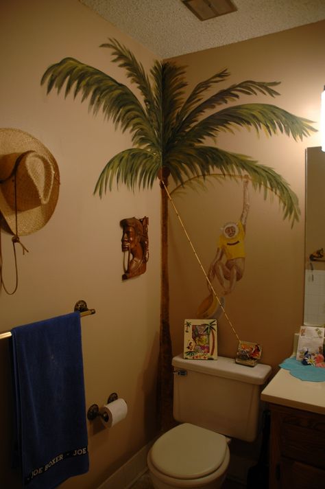 Tropical Patio Decorating Ideas, Palm Tree Bathroom, Tropical Bathroom Decor, Palm Tree Decor, Patio Decorating Ideas Modern, Tropical Patio, Palm Tree Decorations, Decor For Bathroom, Tropical Bathroom