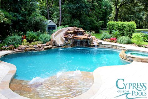 Swimming Pool Slides, Dream Backyard Pool, Freeform Pools, Pools Backyard Inground, Luxury Swimming Pools, Pool Remodel, Garden Swimming Pool, Waterfalls Backyard, Pool Swimming