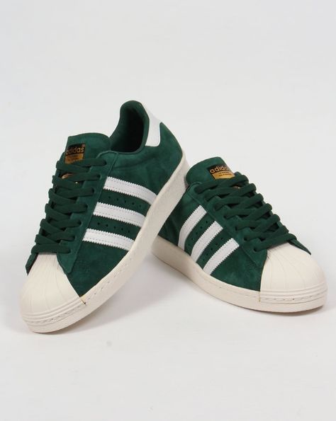 Adidas SuperStar Green Adidas Superstar Green, Adidas Superstar 80s, Gold Adidas, Adidas Samba Sneakers, Adidas Superstar Sneaker, Adidas Samba, Green Gold, Dark Green, Adidas Sneakers