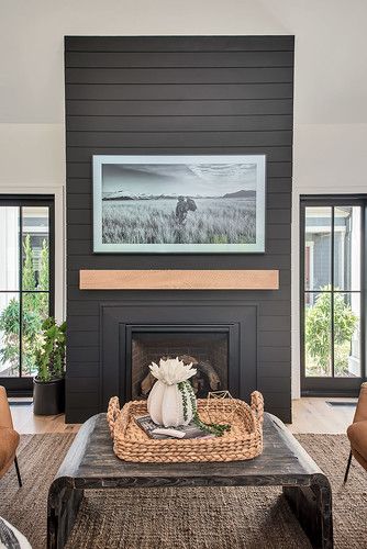 ALTA_LR-26 | BIA Parade of Homes Photo Gallery | Flickr Homes Farmhouse, Vaulted Ceiling Living Room, Room Accent Wall, Fireplace Tile Surround, Shiplap Fireplace, Dream Kitchens Design, Accent Walls In Living Room, Corner Fireplace, Modern Beach