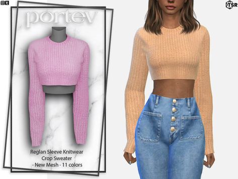 Sims 4 Cropped Sweater, Pink Cropped Hoodie, Cc Mods, Best Mods, Sims 4 Cc Finds, Cc Finds, Crop Sweater, Custom Content, Cropped Hoodie