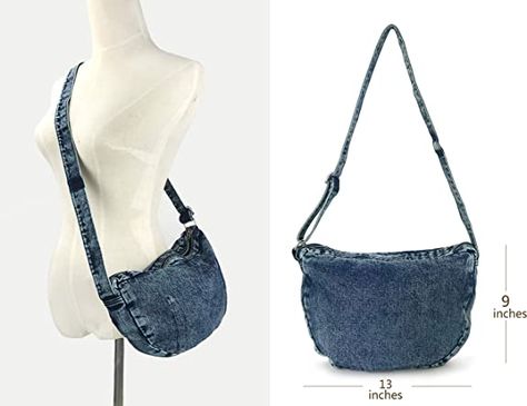 Amazon.com: Denim Indigo Hobo Cross Body Bag Womens Shoulder Bag (Indigo) : Clothing, Shoes & Jewelry Indigo Clothing, Medium Sized Bags, Carry On Suitcase, Retail Market, Fashion Jeans, Studded Belt, Sewing Design, Jeans Bag, Cross Bag