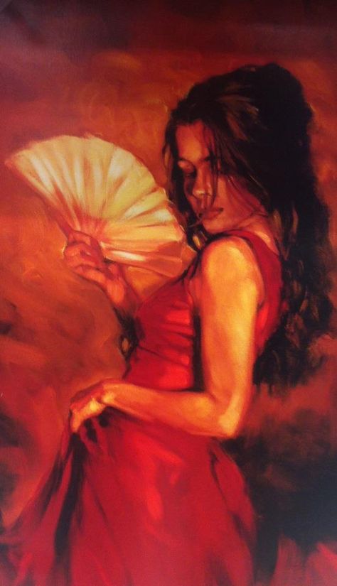 Found this piece at my local Target. I now own it. It is called "Latin Heat" by Mark Spain. Goddess Of Seduction Aesthetic, Spain Painting, فن الرسم بالمسامير, Flamenco Dancer, Flamenco Dancers, Arte Inspo, Romantic Art, Ethereal Art, Funky Art