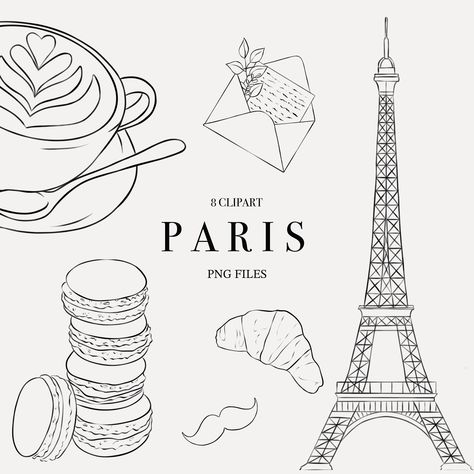 Eiffel Tower Png, Paris Png, Paris Background, Paris Clipart, Travel Png, Line Clipart, Coloring Canvas, Paris Illustration, Clear Vinyl Stickers