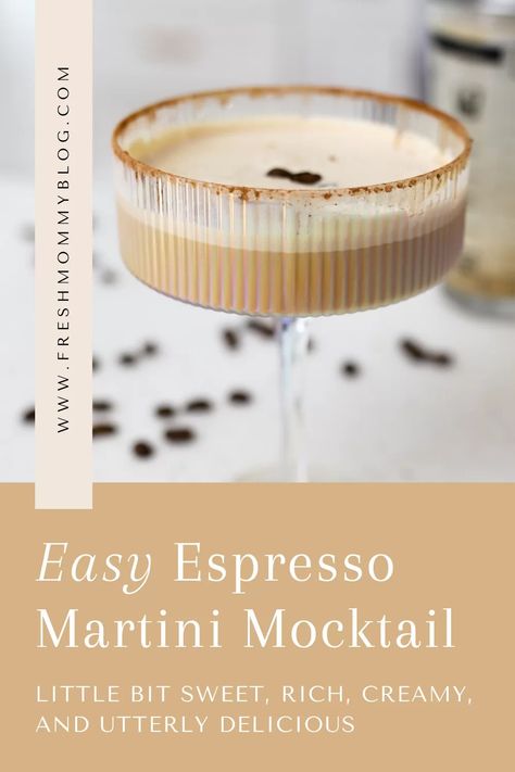 Non-stop party in a glass – my Espresso Martini Mocktail is a little bit sweet, rich, creamy, and utterly delicious! Shaken, not stirred! Espresso Martini Mocktail, Holiday Espresso Drinks, Espresso Mocktail Recipe, Espresso Martini Without Kahlua, Mocktail Espresso Martini, Non Alcoholic Espresso Martini, Expresó Martini Recipe, Espresso Martini For A Crowd, Sweet Espresso Martini