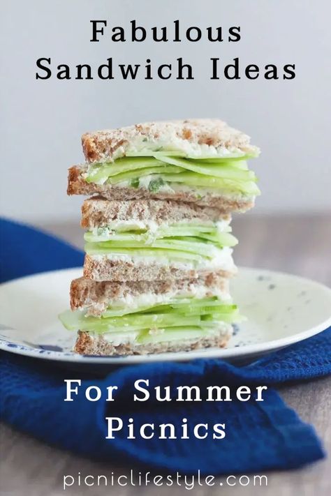 Popular Picnic Foods, Cute Picnic Sandwiches, Sandwich Ideas For Picnic, Best Picnic Sandwiches, Easy Picnic Sandwiches, Picnic Food Ideas Sandwiches, Picnic Sandwiches Ideas, Sandwiches For Picnics, Picnic Menu Ideas For Two