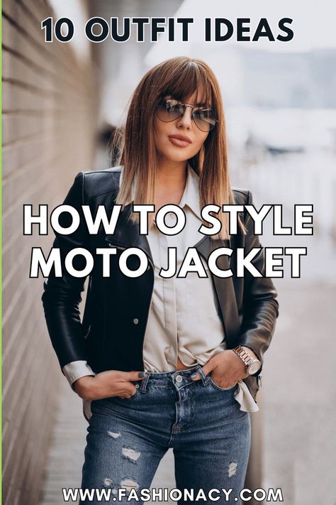 How to Style Moto Jacket, Outfit Ideas Moto Jacket Outfit Casual, Moto Jacket Outfit, Jacket Outfit Ideas, Outfit Ideas For Women, Jacket Outfit, Fashion Tips For Women, Moto Jacket, How To Style, Jacket Outfits