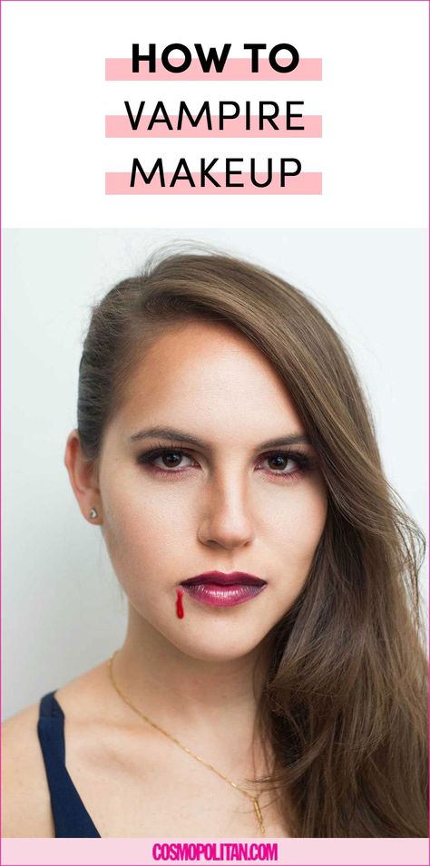 This Super Easy Vampire Makeup Tutorial Is Perfect For Lazy Girls Kids Vampire Makeup Girl Easy, Simple Vampire Makeup Halloween, Subtle Vampire Makeup, Vampire Makeup Easy, Vampire Blood Makeup, Simple Vampire Makeup, Girl Vampire Makeup, Kids Vampire Makeup, Easy Vampire Makeup