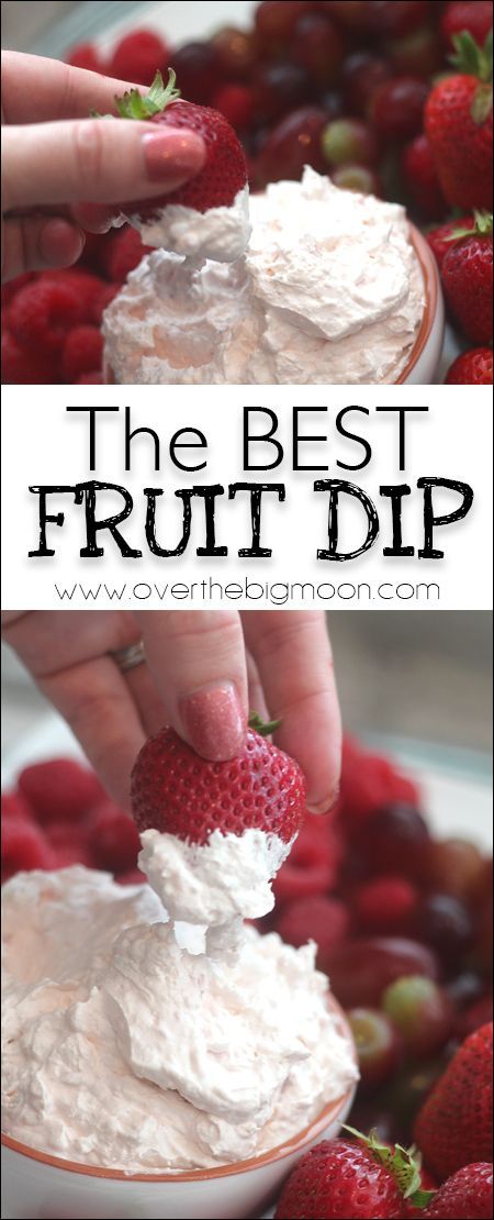 The BEST thick and creamy Fruit Dip! From www.overthebigmoon.com! The Best Fruit Dip, Best Fruit Dip, Pepperoni Dip, Pizza Fruit, Cream Cheese Fruit Dip, Chips Dip, Fruit Dips Recipes, Cheesecake Dip, Sweet Dips