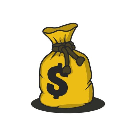 Bag Vector Illustration, Cartoon Money, Finance Template, Phone Emoji, Business And Finance, Money Bag, Flat Color, Company Profile, Profile Design