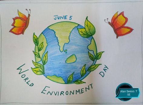 World environment day poster June 5 Environment Day Poster Ideas, World Environment Day Drawings, Poster Making Topics, Environment Day Poster Ideas, World Environment Day Poster, Environment Day Poster, World Environment Day Posters, Earth Day Drawing, Easy Cartoon