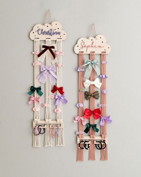 Add a touch of handcrafted charm to your little one's nursery with this macrame bow holder. Perfect for keeping hair bows and headbands organized and beautifully displayed, it's a thoughtful gift for any parent who appreciates handmade touches. 🌟 ✨ Discover these heartfelt creations at https://beandaikon.etsy.com/listing/1669520210 or reach out to us directly. #homeinspiration #macramedecor #bohemianstyle #artisanalcrafts #homestyling #bohoart #nurserydecor #macramedesigns #handcraftedhome ... Macrame Bow Holder, Macrame Bow, Headband Organizer, Macrame Wall Art, Bow Holder, Macrame Decor, Heartfelt Creations, Creative Home Decor, Macrame Art