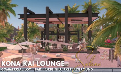 Sims 4 Sulani, Restaurant Details, Luxury Townhouse, Rock Decor, Sims 4 Build, Island Living, Outdoor Retreat, Sims 4 Houses, Waterfront Homes