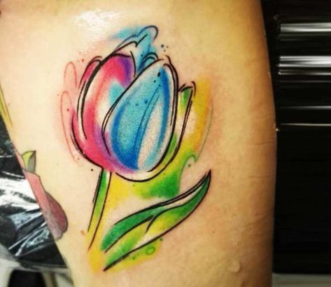 Top Tulip Flowers Tattoo motives Coloured Tattoos, Tulip Tattoos, Tattoo Under Chest, Colour Tattoo For Women, Outer Forearm Tattoo, Flower Tattoo On Side, Artsy Tattoos, Mastectomy Tattoo, Rose Flower Tattoos