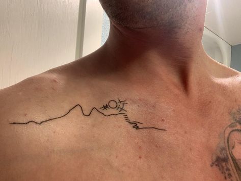 Hiking Trail Tattoo, Trail Tattoo Ideas, Inca Trail Tattoo, Trail Tattoo, Peru Tattoo, Parlour Palm, Palm Tattoo, Tattoo Font For Men, Trending Tattoos