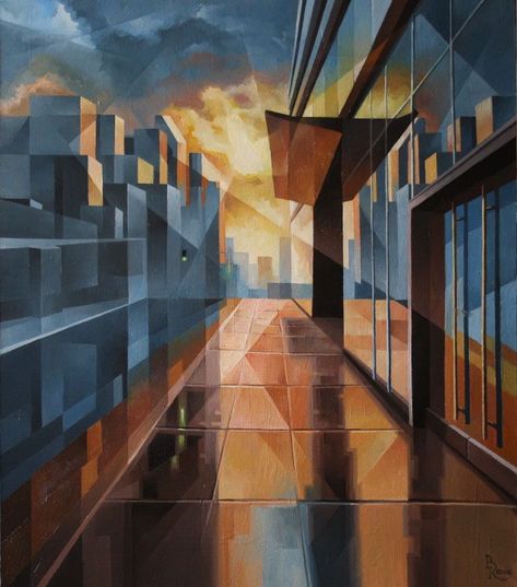 Cubism Building, Futurism Art Painting, Modern Cubist Art, Cubism Landscape, Cubo Futurism, Picasso Cubism, Futurism Art, Cubist Paintings, Cubist Art