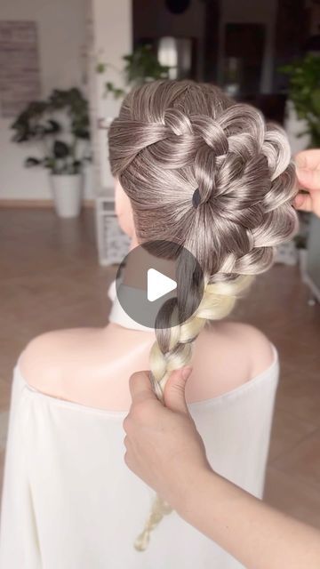 Argentea Lo 🇮🇹 | I 🩶 this beautiful braid updo!
Do you like? 👍🏻 or 👎🏻? 

#braidsformyhair #braids #braidsbraidsbraids #braidtutorial #waterfallbraid... | Instagram French Braid Bun Hairstyles, Braid Bun Hairstyles, Braid Into Bun, French Braid Bun, French Braid Buns, Braid Bun, Braid Updo, Braided Bun Hairstyles, Waterfall Braid