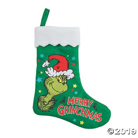 Nothing says, “Merry Grinchmas” like a green Christmas stocking. Featuring the devious character wearing a Santa hat, this The Grinch Christmas ... Grinch Party Favors, Grinch Christmas Stocking, Grinch Stocking, Mischievous Character, Green Christmas Stocking, Candy Toys, Cute Christmas Stockings, Grinch Christmas Party, The Grinch Christmas