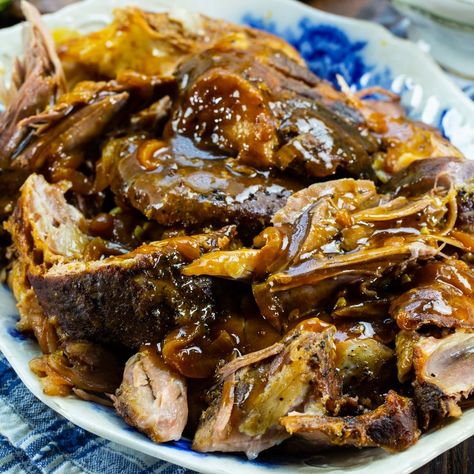 Slow Cooker Apple Cider Pork - Spicy Southern Kitchen Apple Cider Pork Loin Crockpot, Apple Cider Pork Roast Slow Cooker, Slow Cooker Apple Cider Pork, Homemaker Recipes, Pork Roasts, Apple Cider Pork, Slow Cooker Apple Cider, Pot Roasts, Crockpot Pork Loin