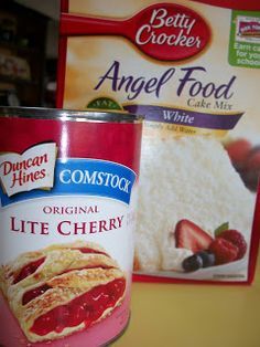 Cherry Angel Food Cake, Weight Watchers Cake, Angel Food Cake Mix, 2 Ingredient Cakes, Angel Food Cake Desserts, Cake Cherry, Boxed Cake Mixes Recipes, Angel Food Cake Mix Recipes, Weight Watchers Recipes Desserts