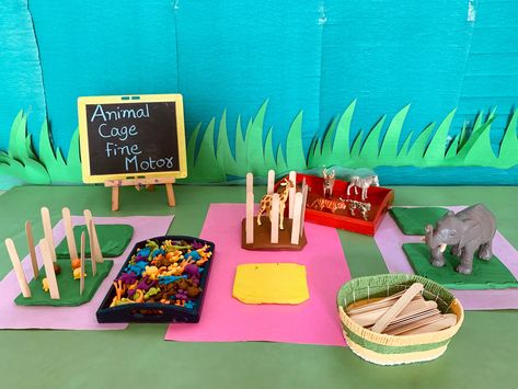 Ice Cream Sticks, Fine Motor Activity, Animal Cage, Playdough Activities, Zoo Keeper, Simple Setup, Animal Activities, Play Spaces, Play Space