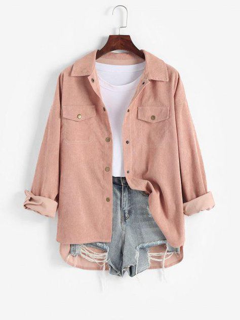 Shacket Style, Corduroy Shacket, Long Sleeve Fashion, Lapel Jacket, Matching Swimwear, Off Shoulder Fashion, Casual Vest, Fit Ideas, Sleeve Fashion