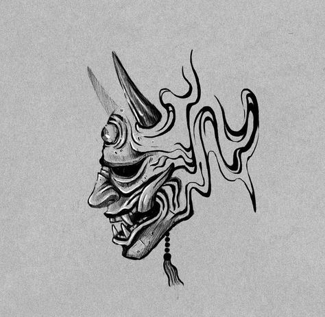 Face Your Demons Tattoo, Asian Demon Tattoo, Chinese Mask Tattoo, Tattoo Mort, Mens Tattoo Designs Drawing, Demon Face Tattoo, Tattoo Dos, Oni Masks, Japanese Demon Tattoo