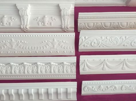 Gypsum Interior Design, Ceiling Cornice, Gypsum Design, Plaster Ceiling Design, Pop Design For Roof, Door Frame Molding, Muebles Shabby Chic, Gypsum Decoration, Cornice Design