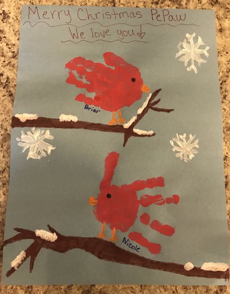 Christmas Handprint Crafts, Christmas Handprint, Handprint Crafts, Red Birds, Christmas Cards, Merry Christmas, Birds, Christmas, Red